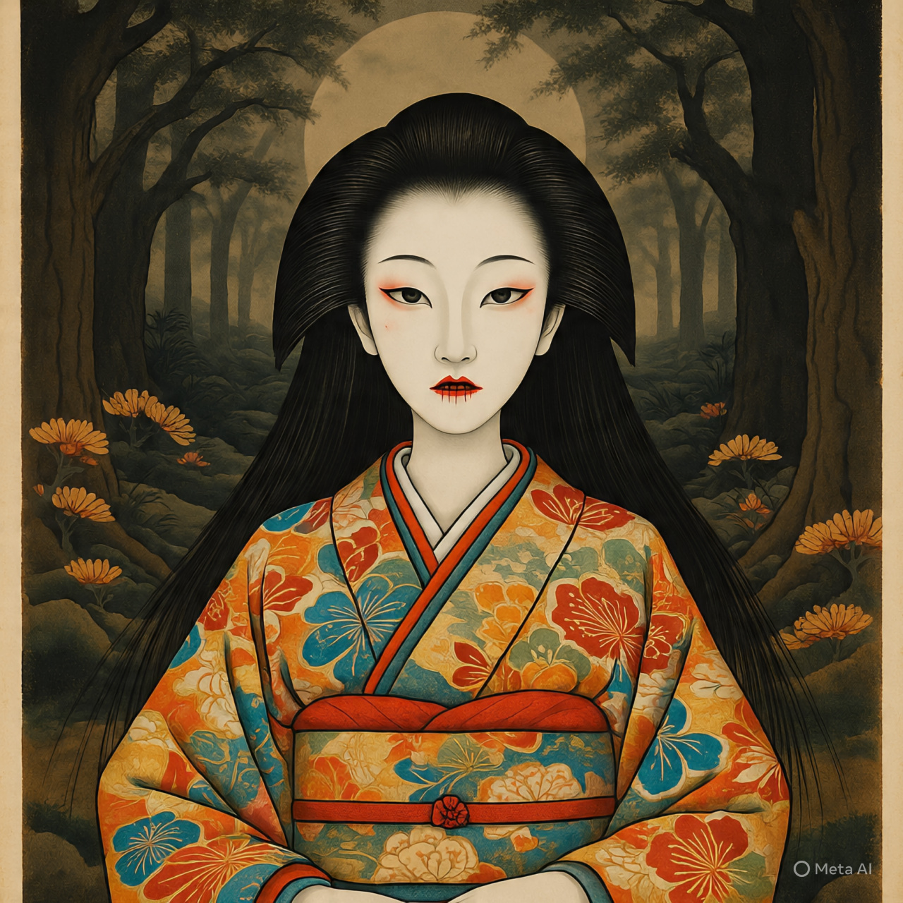 Artistic representation of Japanese folklore
